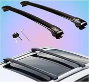 2PCS Compatible for Land Rover Freelander 2 LR2 2006-2016 Roof Rail Rack Crossbars Cross Bars Lockable Aluminum Alloy(Black)