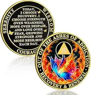 Butterfly in the Fire 3 Year Sobriety Coin, Recovery & Renewal AA Coin - Celebrate Three Years Sober Milestone, Sobriety Gifts for Women Men, Alcoholics Anonymous Token
