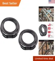 Durable Bike Lock Cable: Combination Bicycle Lock, Keyless Security, Pack of 2