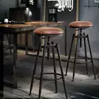 2X Bar Stool Kitchen Wooden Leather Barstools Industrial Swivel Chairs