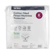 Cotton Filled Fitted Mattress Protector - King Bed, White