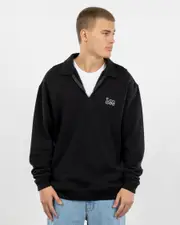 [Lee] Lee Men's Collar Fce Qtr-Zip Sweatshirt in Black Size Small S Black