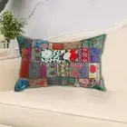 Pillow Indian Ethnic Pillow Case Embroidered Sari Patchwork Cushion Cover Throw