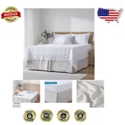 Premium Queen Linen Bed Skirt - 18-inch Drop, Easy Fit, Stylish Dust Prevention