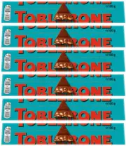 6 TOBLERONE CRUNCHY ALMONDS Swiss Chocolate Bars European Sweets 100g 3.5oz