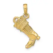 14k Yellow Gold 3-D Large Firefighter Boot Pendant