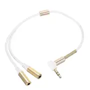 2PCS Universal 3.5mm Jack 1 To 2 Dual Earphone Headphone Splitter Standard Audio Cable WHITE COLOR