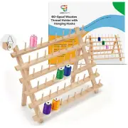 JumblCrafts 60-Spool Wooden Embroidery Thread Holder with Hanging Hooks
