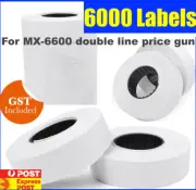 6000x WHITE PRICE GUN TAGS LABELS STICKERS FOR DOUBLE LINE MX-6600