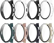 HXFRTYU 8 Pack Case for Garmin Venu 3 (45MM) Screen Protector, Hard PC Bumper Overall Protective Tempered Glass Cover Accessories for Garmin Venu3