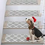 COSY HOMEER Edging Stair Treads Non-Slip Carpet Mat 28inX9in Indoor Stair Runners for Wooden Steps, Stair Rugs for Kids and Dogs, 100% Polyester TPE Backing 15pcs,Grey