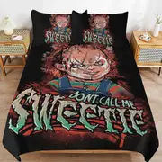 a1533 Chucky Horror Movie Duvet Cover Set, 3 Piece Bedding Set 86x70" Double Sided Printing Decorative Comforter Cover Set (1 Duvet Cover + 2 Pillow S