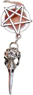 [EANIOT] Raven Skull Key Chain/Bag Charm,Floral Antique Silver Bird Skull,Pentagram Star Key Chain,Gothic Unisex,Men's Punk Bag Tag
