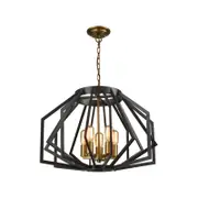 CLA Lighting GAMBA Wide/Narrow Angular Cage Pendant Light - Wide Antique Brass