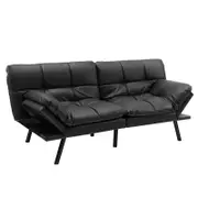 Costway Luxury PU Leather Sofa Bed Double Sofa Lounge Sofa Living Room Furniture Black