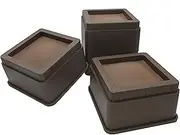 Regal Risers - Bed Risers, Set of 4, Stackable 5cm (2") high - Stylish, Modern Furniture Risers with Non-Scratch, Non-Slip Base - Extra Sturdy for Couch, Chair, Table and Beds (Brown)