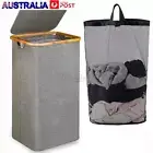 Bamboo Laundry Basket Washing Clothes Storage Folding Basket Bin Hamper with Lid