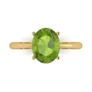 2.5Ct Oval Cut Natural Peridot Solid 14K/18K Gold Solitaire Engagement Ring