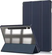 [Xuanbeier] Case for Samsung Galaxy Tab S9 11 inch 2023 Case,Slim Drop Protection Tri-Fold Cover with Hard Shell Transparent Back and S Pen Holder Stand Smart Cover with Auto Wake/Sleep,Dark Blue