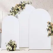 Wrinkle Free White Arch Covers Stretchy Backdrop Set of 3-4FT 5FT 6FT Spandex Fitted Wedding Arch Covers, Decor Birthday Party Wedding Baby Shower Photography Chiara Arch Backdrop Stand Cover Set