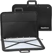 Liquidraw Art Portfolio Case Folder, Art Carry Bag with 10 Sleeves Shoulder Strap Ring Binder Water Resistant Portfolio Bag Folder for Adults, Artists, Designers, Drawing Storage, Black, A3, Modern