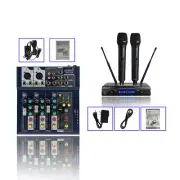 4CH Studio Mixing Console USB Audio Party DJ Mixer 2 Channel Microphone System
