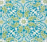 PKL STUDIO OD PERUVIAN CRAFT TURQUOISE BLUE WHITE OUTDOOR INDOOR FABRIC BTY 54"W