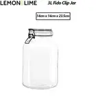 3L Glass Jar Clip Lock Lid Bottle Food Kitchen Pantry Preserve Storage Container