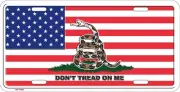 Gadsden Don't Tread On Me License Plate Tag Sign USA Flag American FAST SHIPPING