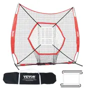 7x7 ft Baseball Softball Practice Net, Portable Baseball Training Net for Hitting Batting Catching Pitching, Backstop Baseball Equipment Training Aids with Bow Frame, Carry Bag, and Strike