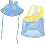 1 Set Pet Swimwear Set Adjustable Breathable Bikini for Small Dogs with Matching Hat for Beach and Pool Outings Comfortable Summer Outfit for Puppies