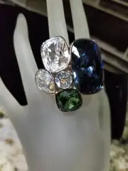 $349 Atelier Swarovski Nevola Cocktail Ring Blue Size 55/US 7/M #5229466