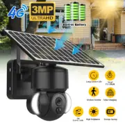 4G LTE Security Camera Outdoor Solar Battery Wireless CCTV Floodlight + Sim Card