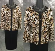 NWT NEW BEAUTIFUL St John knit 2pc caviar natural jacket top size M 8 10