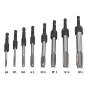 16Pcs Tap Socket Set Machine Lengthened Tapping Chuck 1/4in Hex Shank Steel S