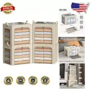 Elegant Foldable Storage Bins with Clear Windows - Linen Fabric, 66L Capacity