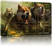 Malqiqi Playmat for MTG, with Free Storage Bags,Game Mat 24 x 14 inches, TCG and Board Game Mat for Cards,Mousepad Desk Mats (with Zones,Magic Mat 33)