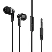2PCS 3.5mm In-ear Earphone Elegant Graphene Hifi Earbuds Headphone with Mic for Phones BLACK COLOR