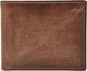 [FOSSIL] Men's RFID Blocking Leather Derrick Passcase Wallet, Brown, One Size