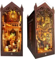 DIY Book Nook Kit, Dollhouse Wooden Mini House, 3D Wooden Puzzle w/ LED Lights