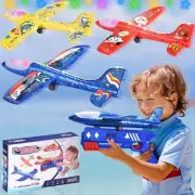 3 Pack LED Airplanes Toys 2 Flight Modes Throw Foam Glider 2 in1 Launcher 3+1