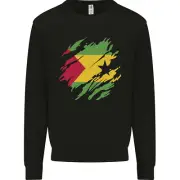 Torn Sao Tome and Principe Flag Day Football Kids Sweatshirt Jumper