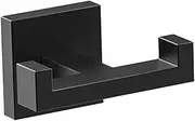 BOZWELL Double Towel Hooks for Bathroom Matte Black Wall Mount，Simple Modern Square Style Coat & Robe Hook，Stainless Steel Heavy Duty Door Hanger for Bathroom Bedroom Kitchen Hotel Pool 1052-B-1