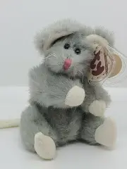 TY Beanie Baby SQUEAKY Gray Jointed MOUSE Attic Treasures Collection POSEABLE