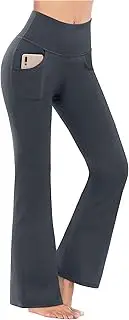 [Promover] Women Bootleg Yoga Pattern Pants with Pockets High Waist Bootcut Workout Running
