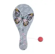 Laser Paddle Ball Game - Butterflies Glitter/Purple/Pink/Teal/Yellow NEW