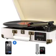 Portable Bluetooth Turntable Suitcase with Vinyl to MP3 Converter - Retro Style