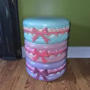 NEW Coquette Pink Bows Pastel Macaron Stool TikTok Viral Food Decor