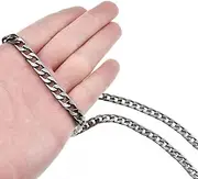 HAHIYO Mini Pochette Purse Chain Strap Slim Wide 7mm for LV Length 15.7 Inches Extra Thick 2.6mm Shiny Black for Handbag Wallet Clutch Comfortable Flat Metal Strap 1 Pack
