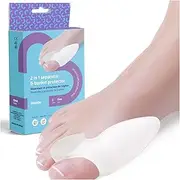 feetbcn 2-in-1 Bunion Protector and Separator. Elastic, soft and moisturising gel. Relieves bunion pain and corrects the position of the toes. 2 units. One size. Made in Spain.